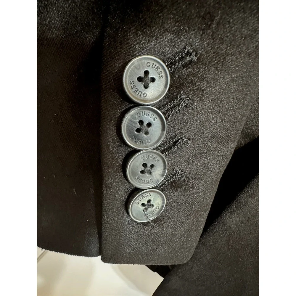 Guess Los Angeles‎ Mens Black Velvet Single Button Blazer Dark Academia Luxury M